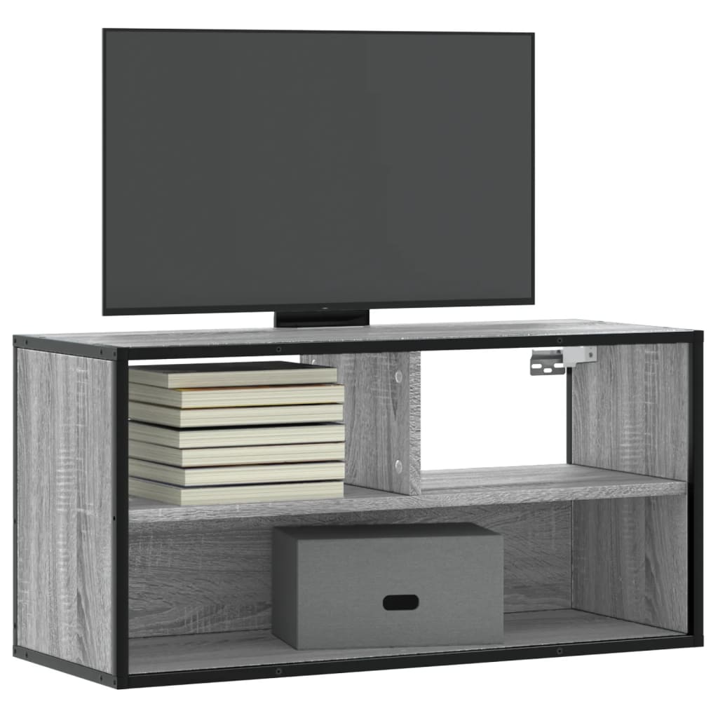 Mobile TV Grigio Sonoma 80x31x39,5 cm Legno Multistrato Metallo