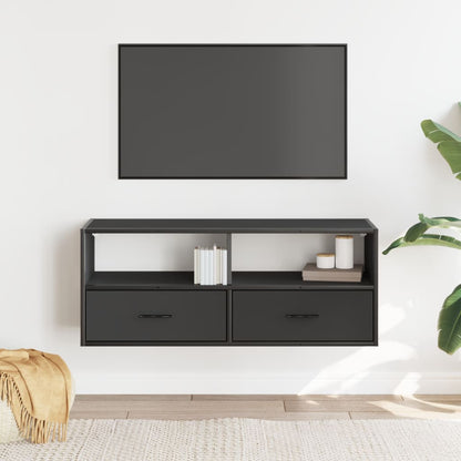 Mobile Porta TV Nero 100x31x39,5 cm in Truciolato e Metallo