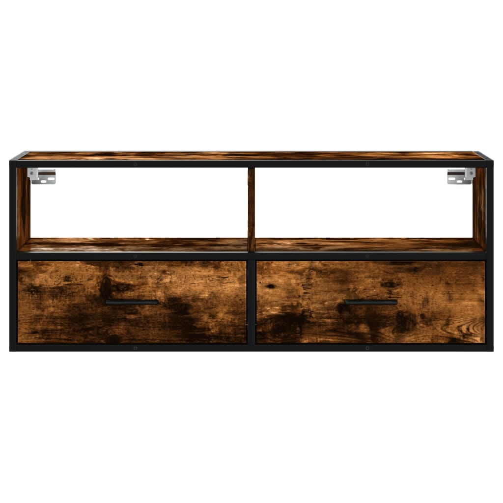 Mobile TV Rovere Fumo 100x31x39,5cm Legno Multistrato e Metallo