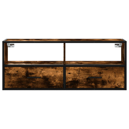 Mobile TV Rovere Fumo 100x31x39,5cm Legno Multistrato e Metallo