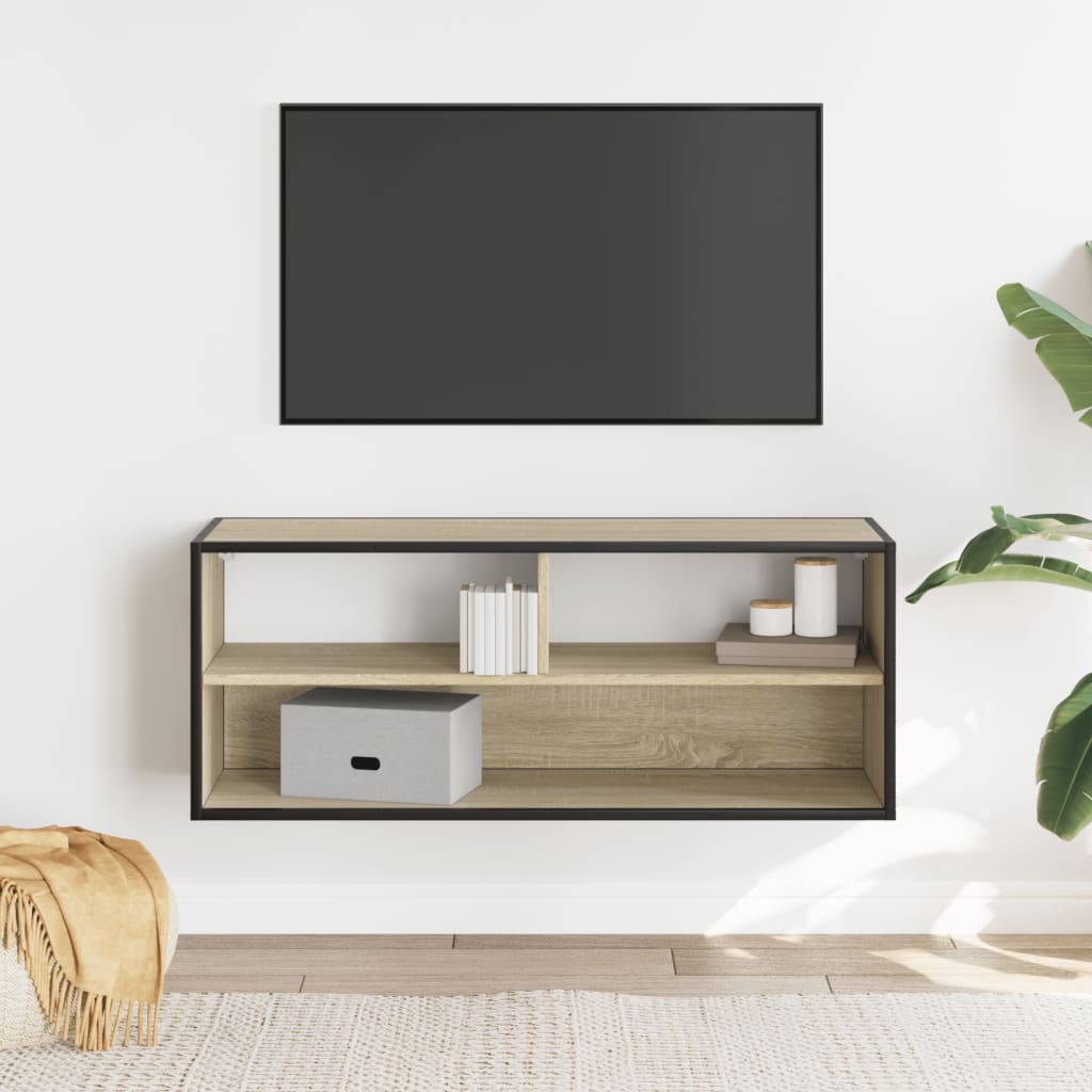 Mobile TV Rovere Sonoma 100x31x39,5cm Legno Multistrato Metallo