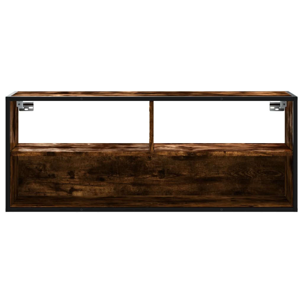 Mobile TV Rovere Fumo 100x31x39,5cm Legno Multistrato e Metallo