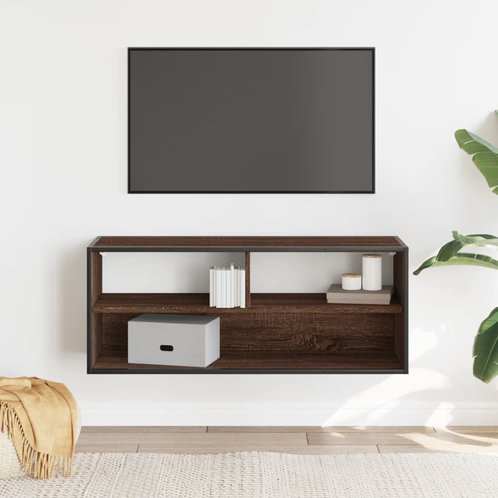 Mobile TV Rovere Marrone 100x31x39,5 cm in Truciolato e Metallo