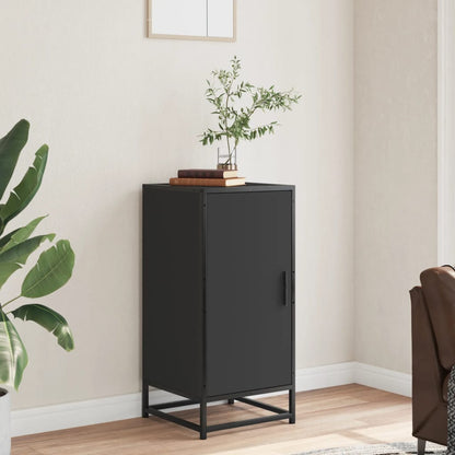 Credenza Rovere Nera 35,5x35x76 cm in Truciolato e Metallo