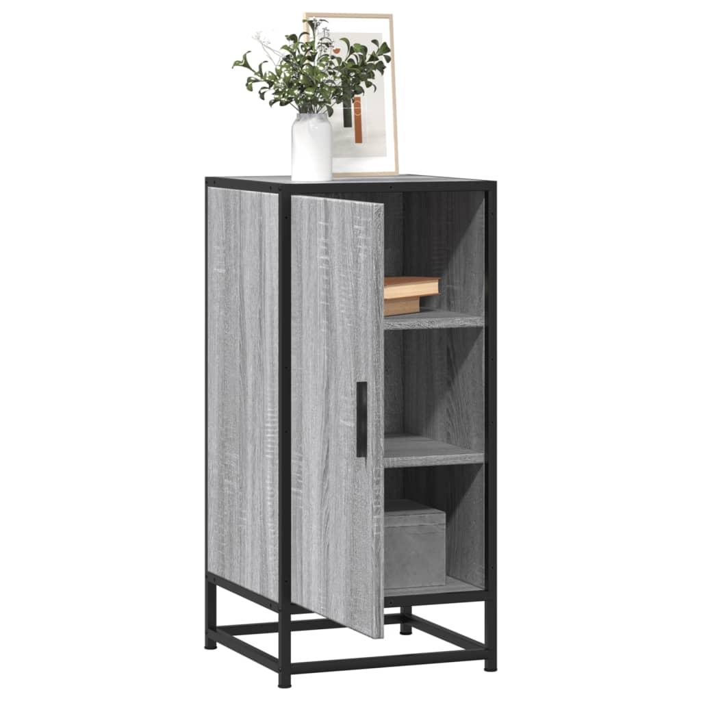 Credenza Grigio Sonoma 35,5x35x76 cm in Truciolato e Metallo