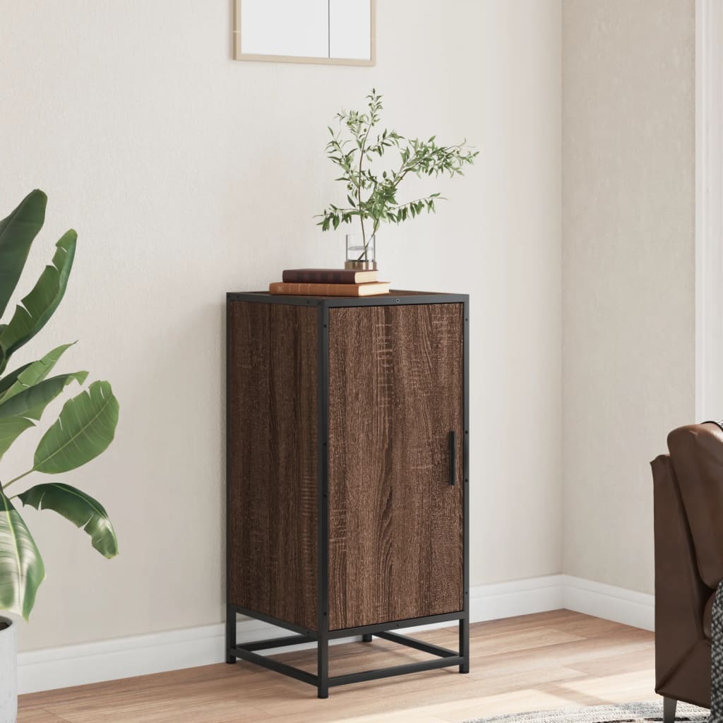 Credenza Rovere Marrone 35,5x35x76 cm in Truciolato e Metallo