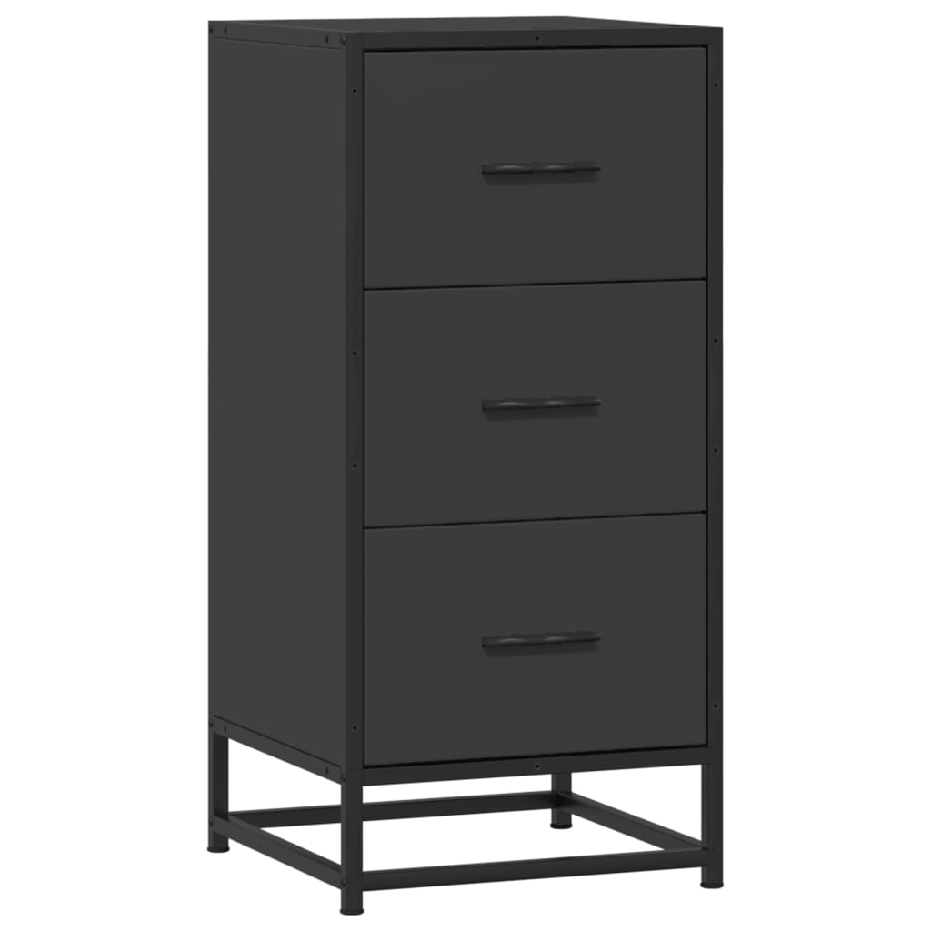 Credenza Rovere Nera 35,5x35x76 cm in Truciolato e Metallo