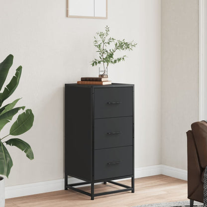 Credenza Rovere Nera 35,5x35x76 cm in Truciolato e Metallo
