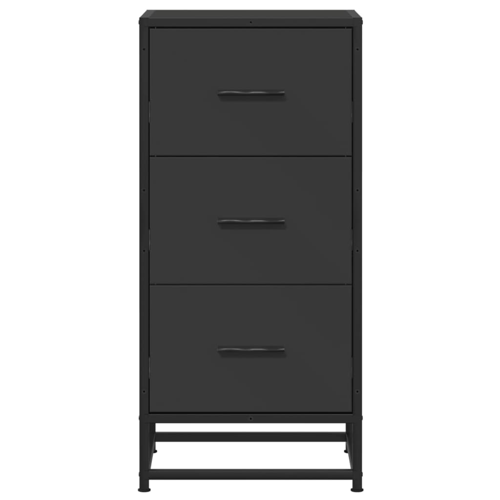 Credenza Rovere Nera 35,5x35x76 cm in Truciolato e Metallo