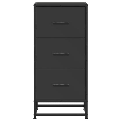Credenza Rovere Nera 35,5x35x76 cm in Truciolato e Metallo