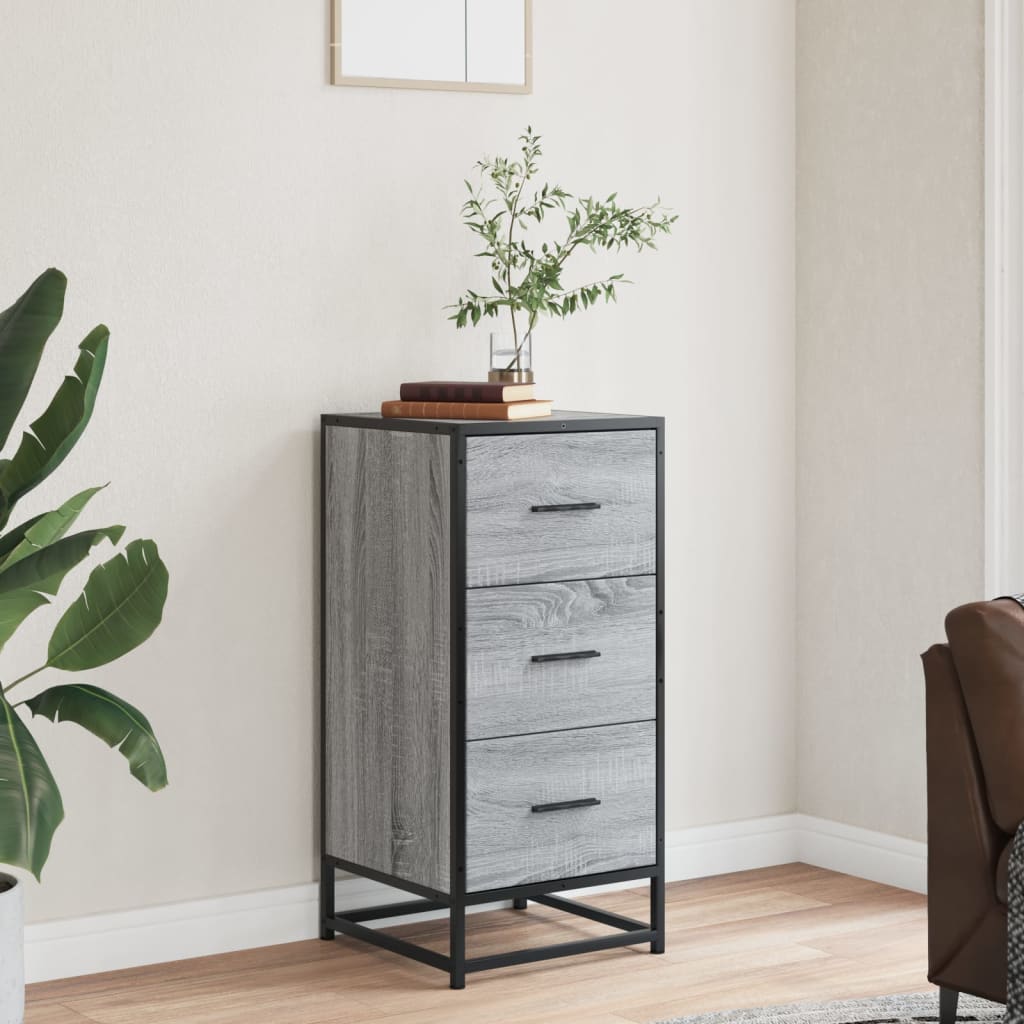 Credenza Grigio Sonoma 35,5x35x76 cm in Truciolato e Metallo