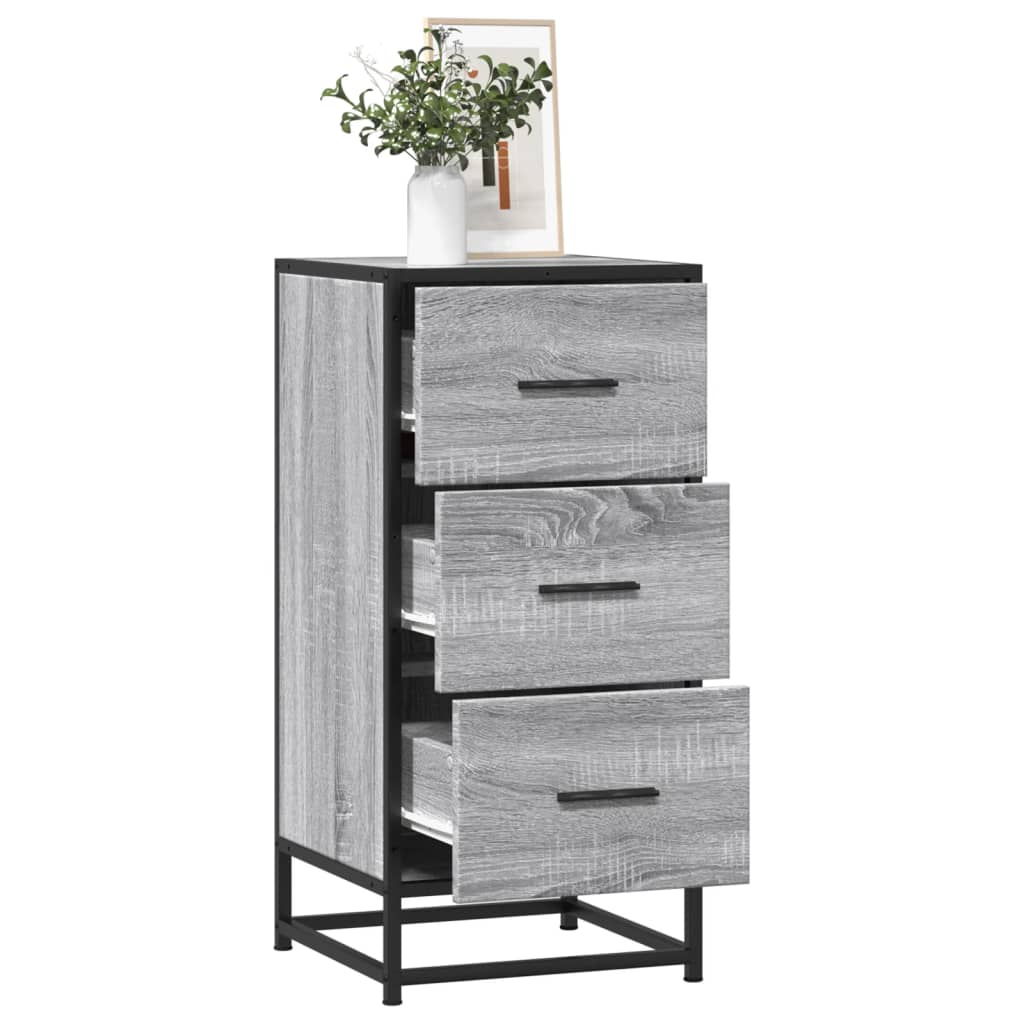 Credenza Grigio Sonoma 35,5x35x76 cm in Truciolato e Metallo