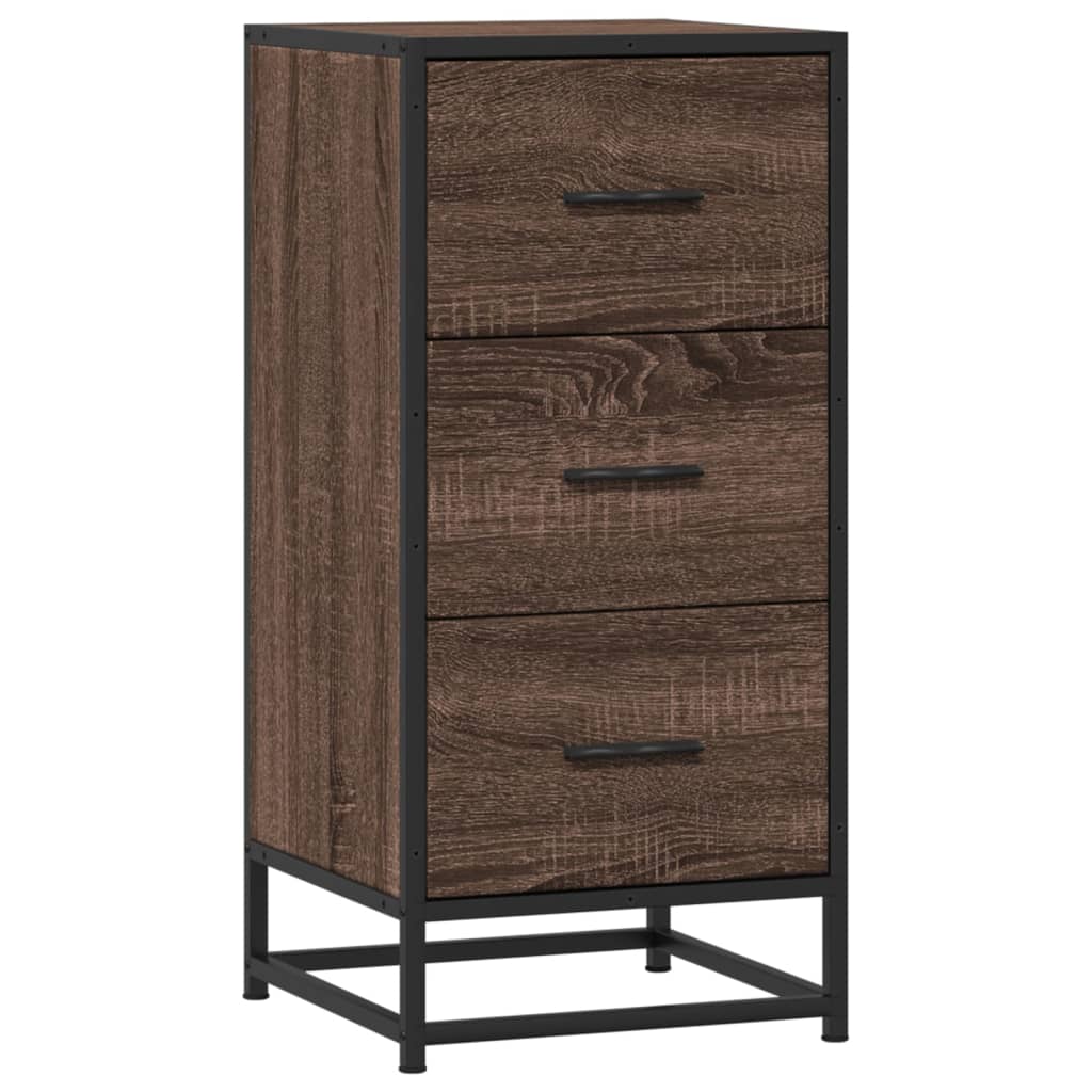 Credenza Rovere Marrone 35,5x35x76 cm in Truciolato e Metallo