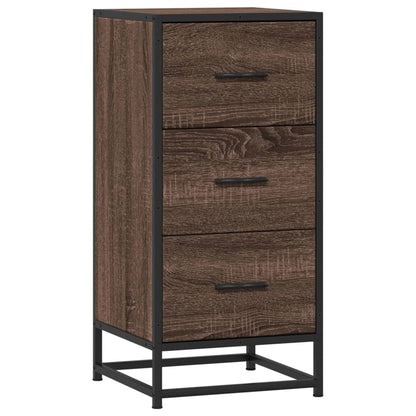 Credenza Rovere Marrone 35,5x35x76 cm in Truciolato e Metallo