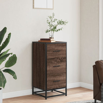 Credenza Rovere Marrone 35,5x35x76 cm in Truciolato e Metallo