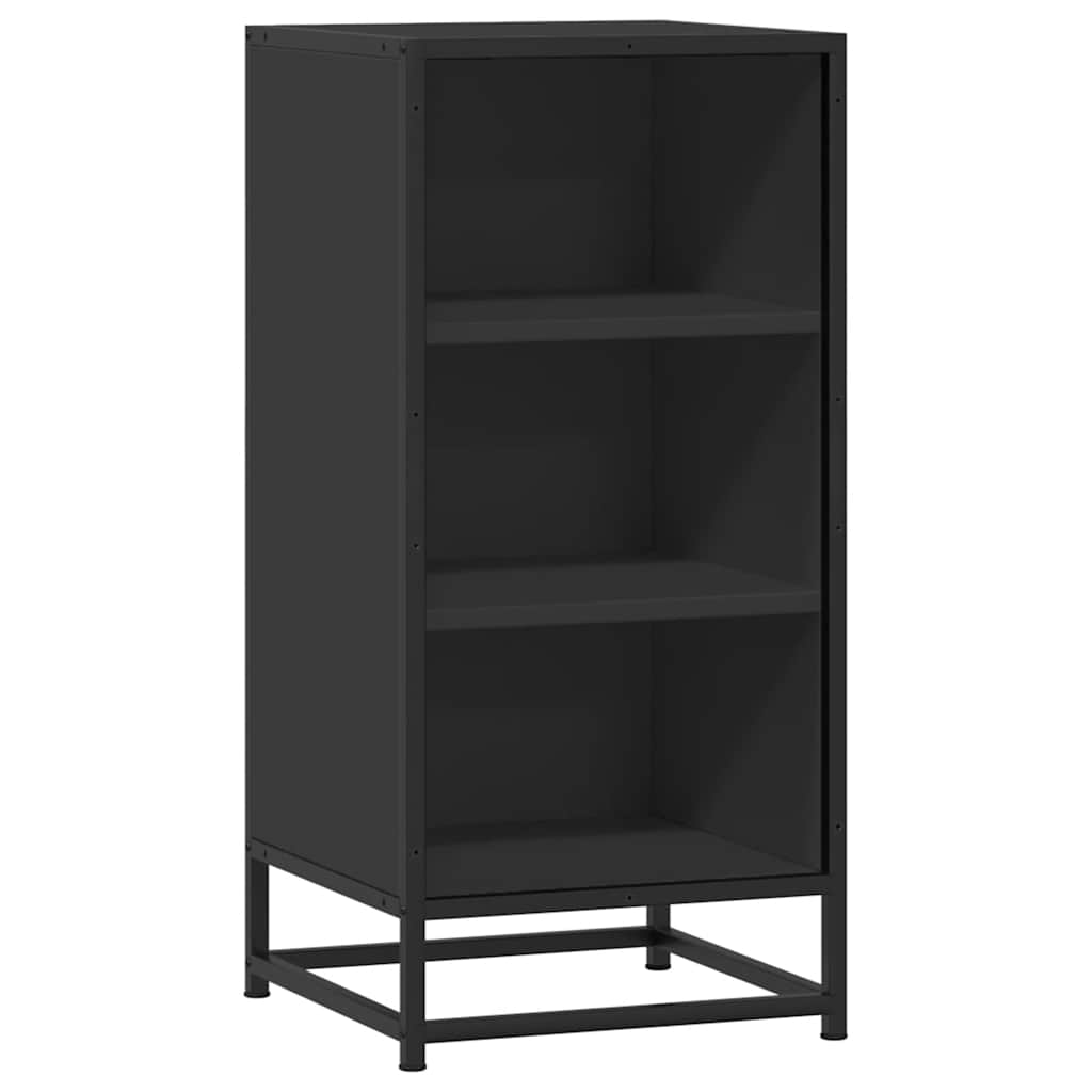 Credenza Rovere Nera 35,5x35x76 cm in Truciolato e Metallo