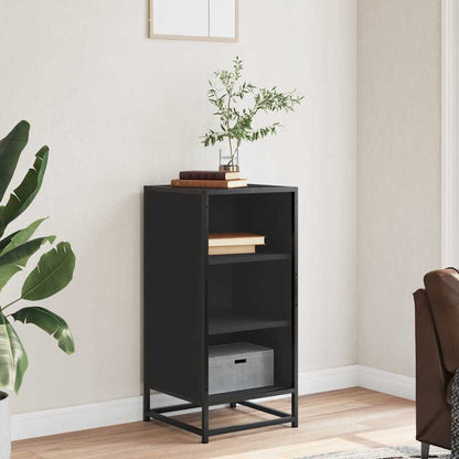Credenza Rovere Nera 35,5x35x76 cm in Truciolato e Metallo