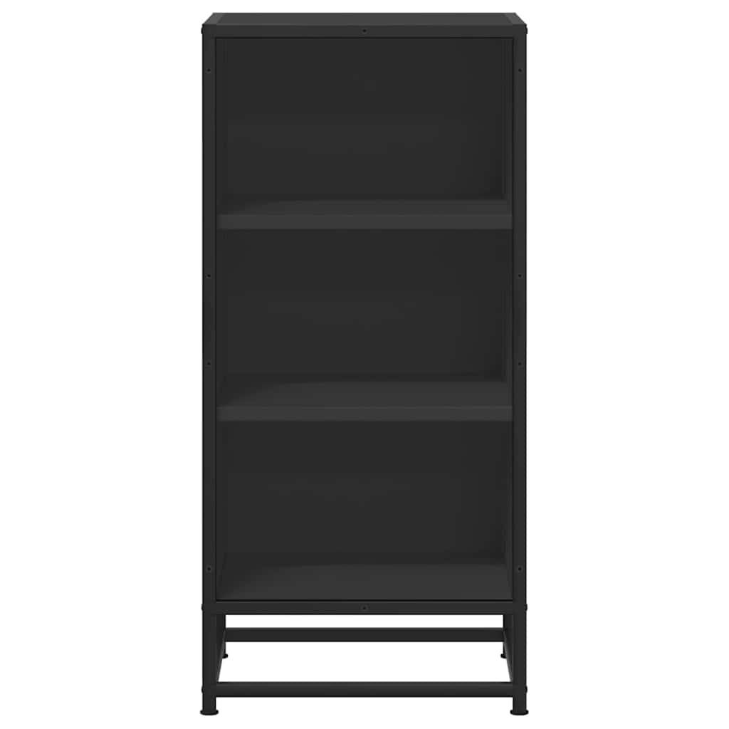 Credenza Rovere Nera 35,5x35x76 cm in Truciolato e Metallo