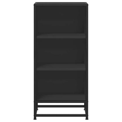 Credenza Rovere Nera 35,5x35x76 cm in Truciolato e Metallo