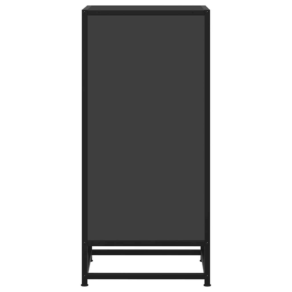 Credenza Rovere Nera 35,5x35x76 cm in Truciolato e Metallo