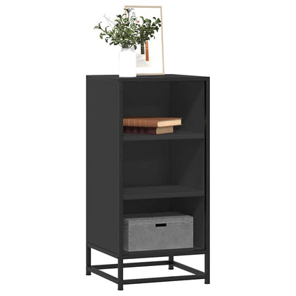 Credenza Rovere Nera 35,5x35x76 cm in Truciolato e Metallo