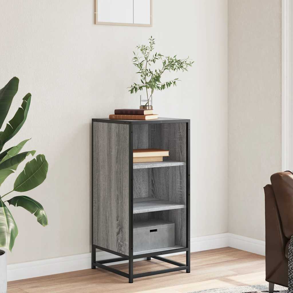 Credenza Grigio Sonoma 35,5x35x76 cm in Truciolato e Metallo