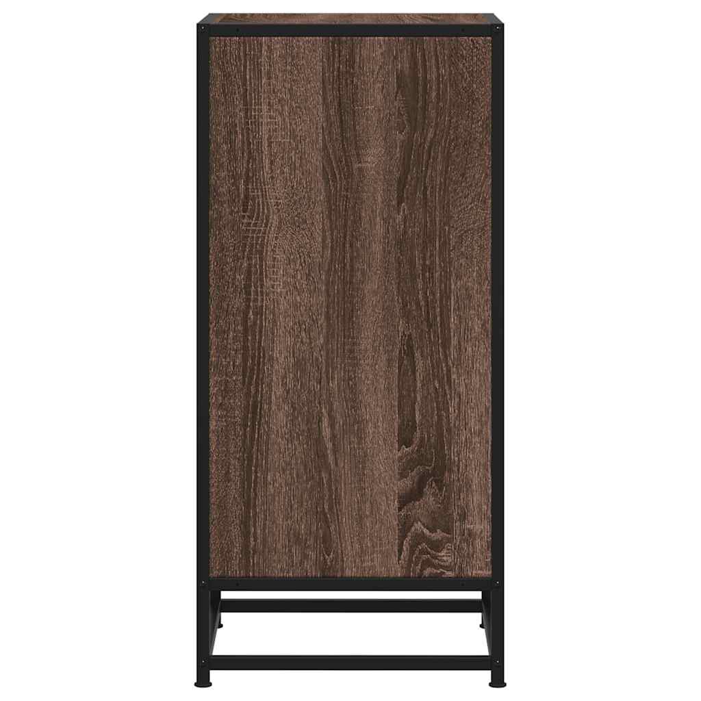 Credenza Rovere Marrone 35,5x35x76 cm in Truciolato e Metallo