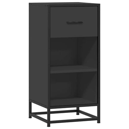 Credenza Rovere Nera 35,5x35x76 cm in Truciolato e Metallo