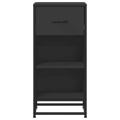 Credenza Rovere Nera 35,5x35x76 cm in Truciolato e Metallo