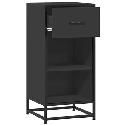 Credenza Rovere Nera 35,5x35x76 cm in Truciolato e Metallo