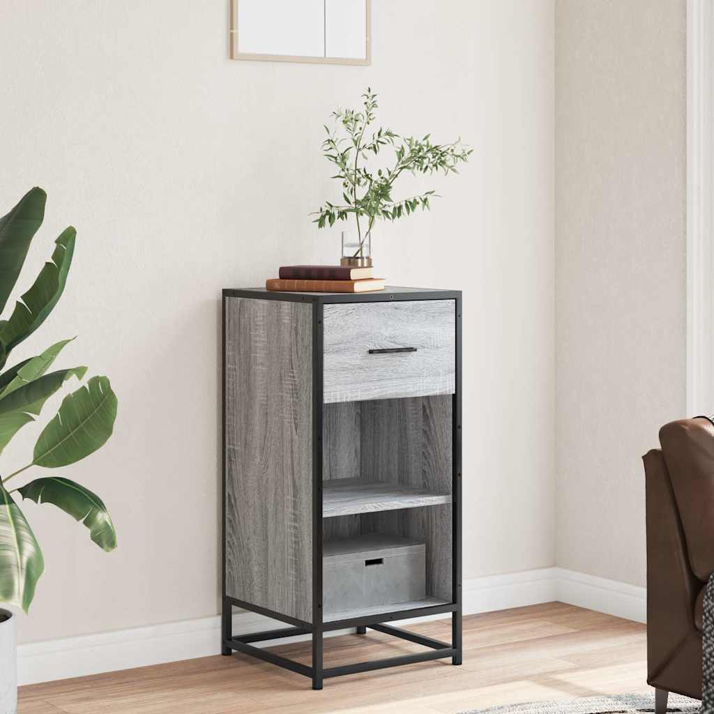 Credenza Grigio Sonoma 35,5x35x76 cm in Truciolato e Metallo