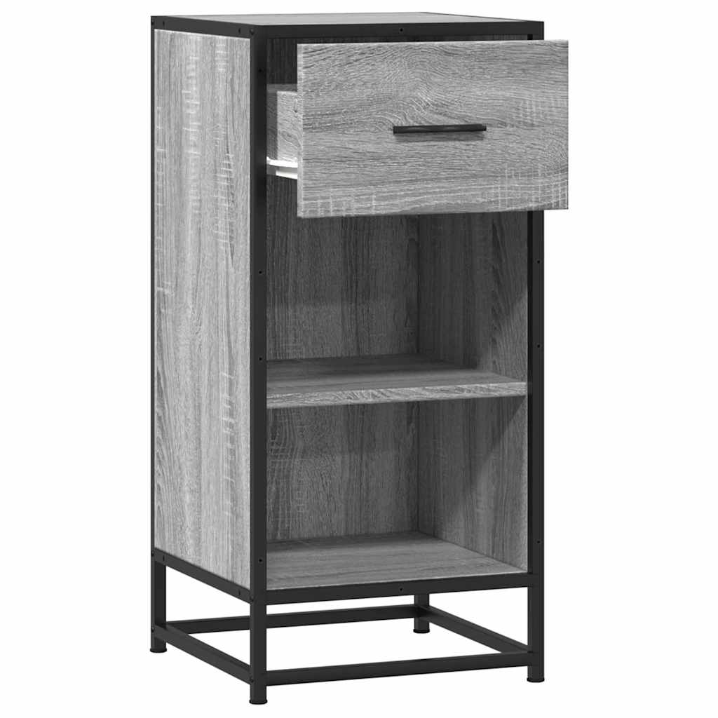 Credenza Grigio Sonoma 35,5x35x76 cm in Truciolato e Metallo