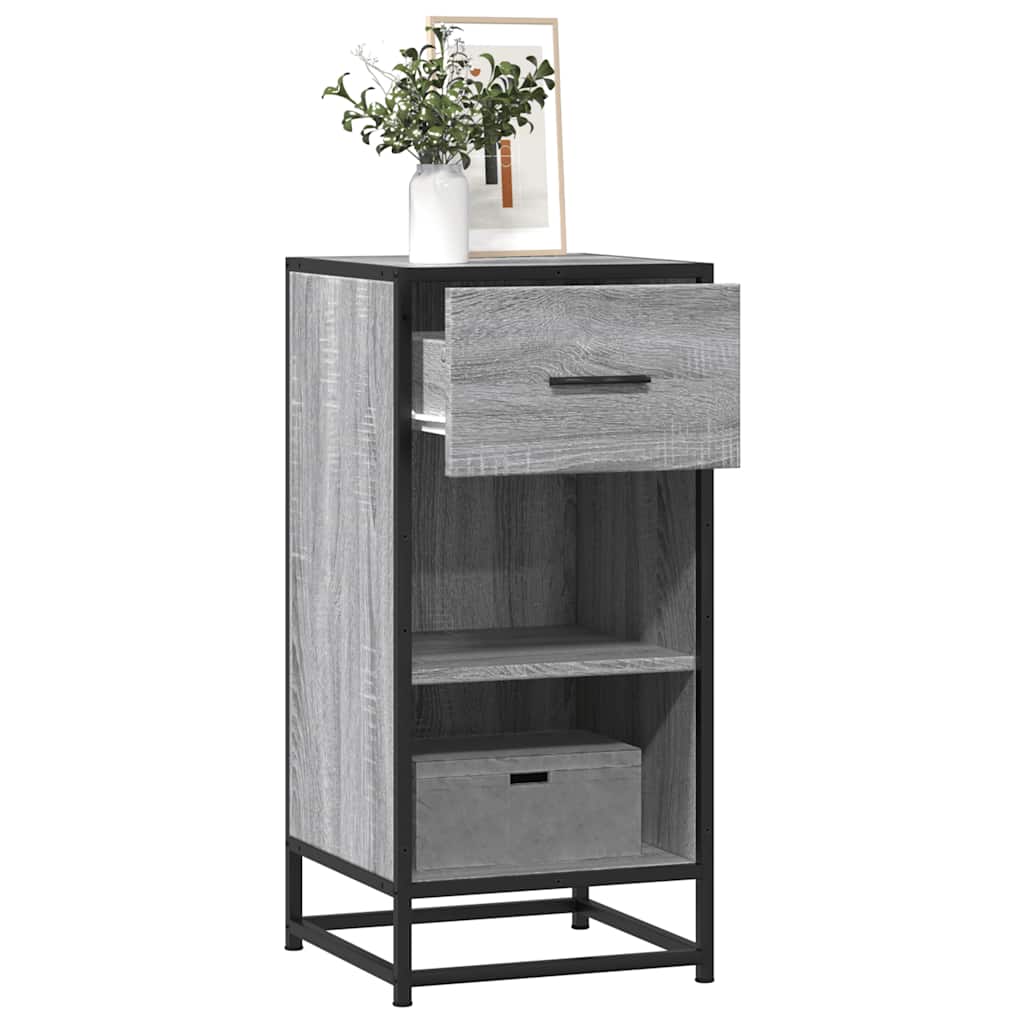 Credenza Grigio Sonoma 35,5x35x76 cm in Truciolato e Metallo