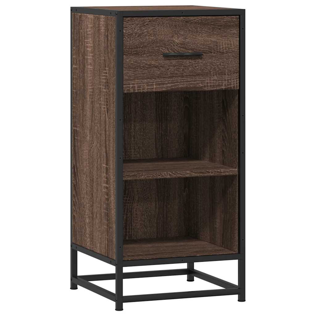 Credenza Rovere Marrone 35,5x35x76 cm in Truciolato e Metallo