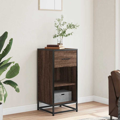 Credenza Rovere Marrone 35,5x35x76 cm in Truciolato e Metallo