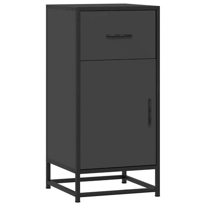 Credenza Rovere Nera 35,5x35x76 cm in Truciolato e Metallo