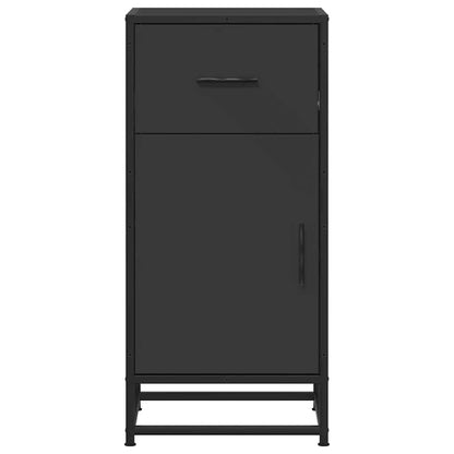 Credenza Rovere Nera 35,5x35x76 cm in Truciolato e Metallo