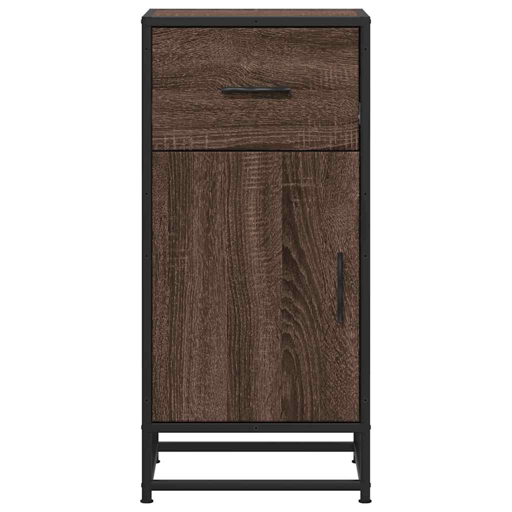 Credenza Rovere Marrone 35,5x35x76 cm in Truciolato e Metallo