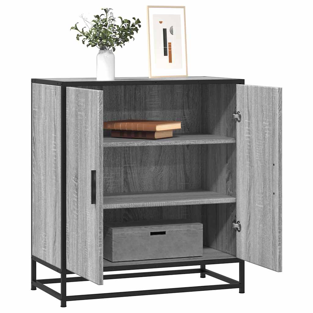 Credenza Grigio Sonoma 68x35x76 cm in Truciolato e Metallo