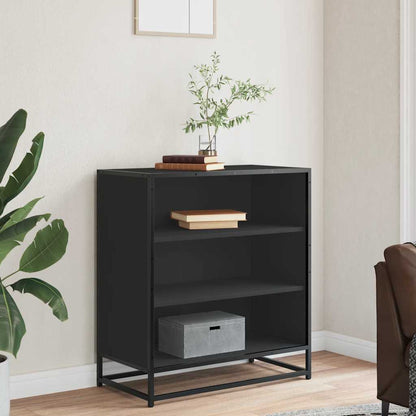 Credenza Rovere Nera 68x35x76 cm in Truciolato e Metallo