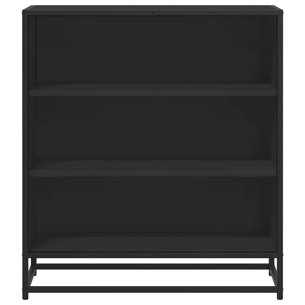 Credenza Rovere Nera 68x35x76 cm in Truciolato e Metallo
