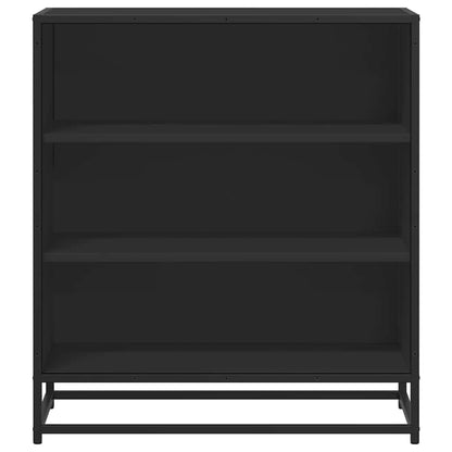 Credenza Rovere Nera 68x35x76 cm in Truciolato e Metallo