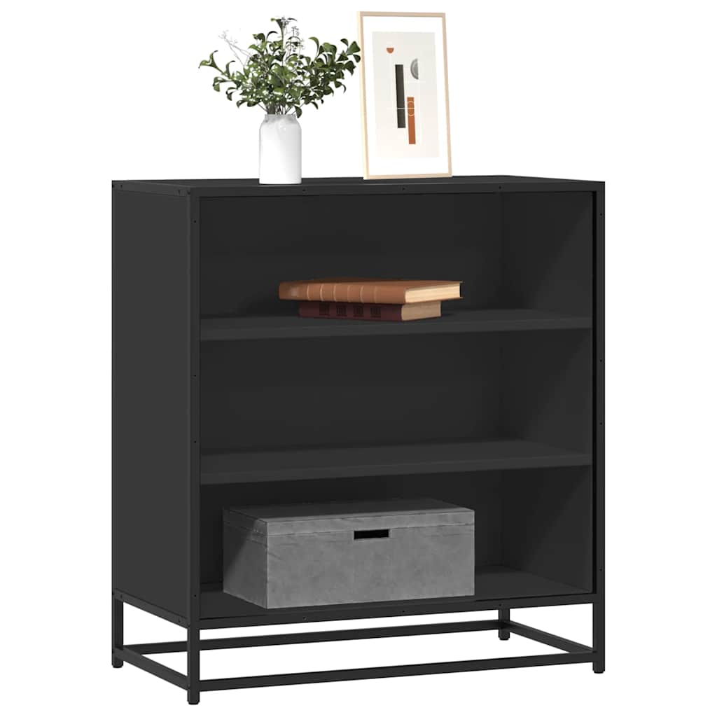 Credenza Rovere Nera 68x35x76 cm in Truciolato e Metallo