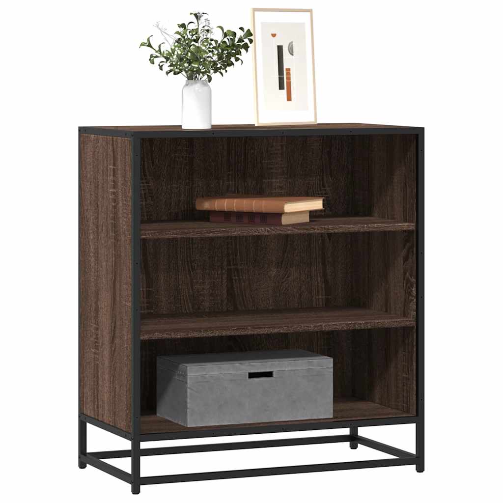 Credenza Rovere Marrone 68x35x76 cm in Truciolato e Metallo