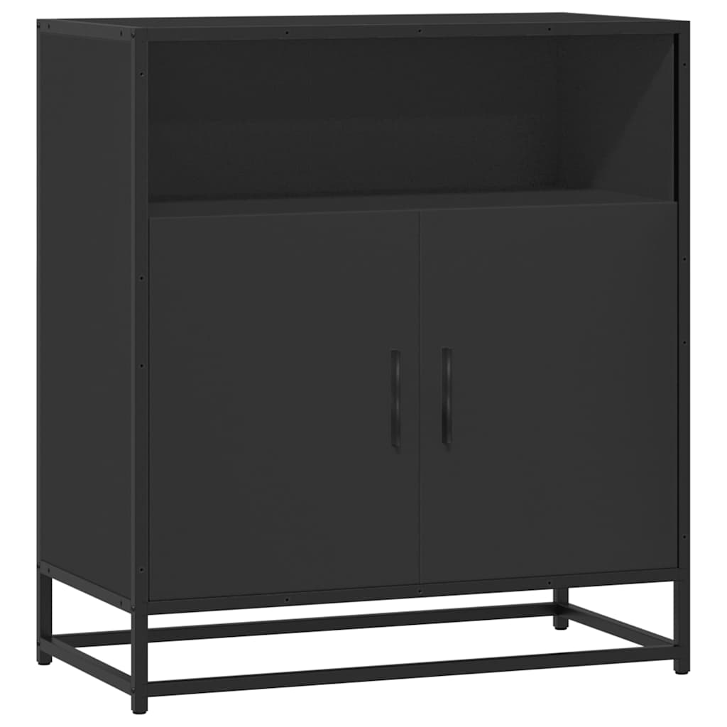 Credenza Rovere Nera 68x35x76 cm in Legno Multistrato