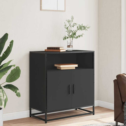 Credenza Rovere Nera 68x35x76 cm in Legno Multistrato