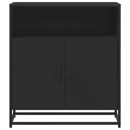Credenza Rovere Nera 68x35x76 cm in Legno Multistrato