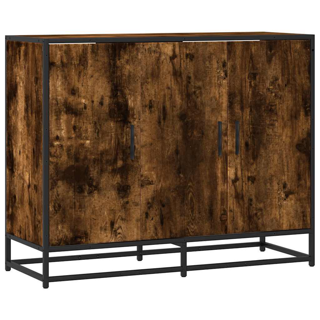 Credenza Rovere Fumo 94x35x76 cm in Legno Multistrato