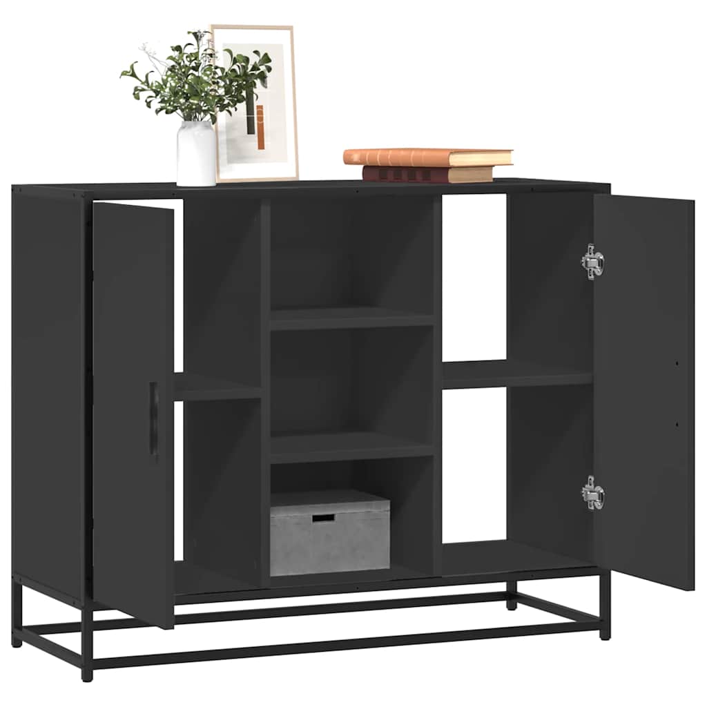 Credenza Nera 92x35x76 cm in Legno Multistrato