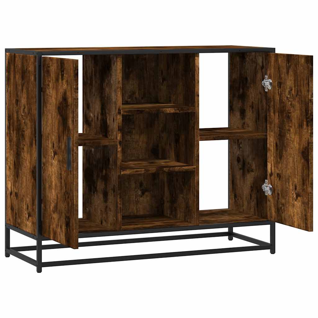 Credenza Rovere Fumo 92x35x76 cm in Legno Multistrato